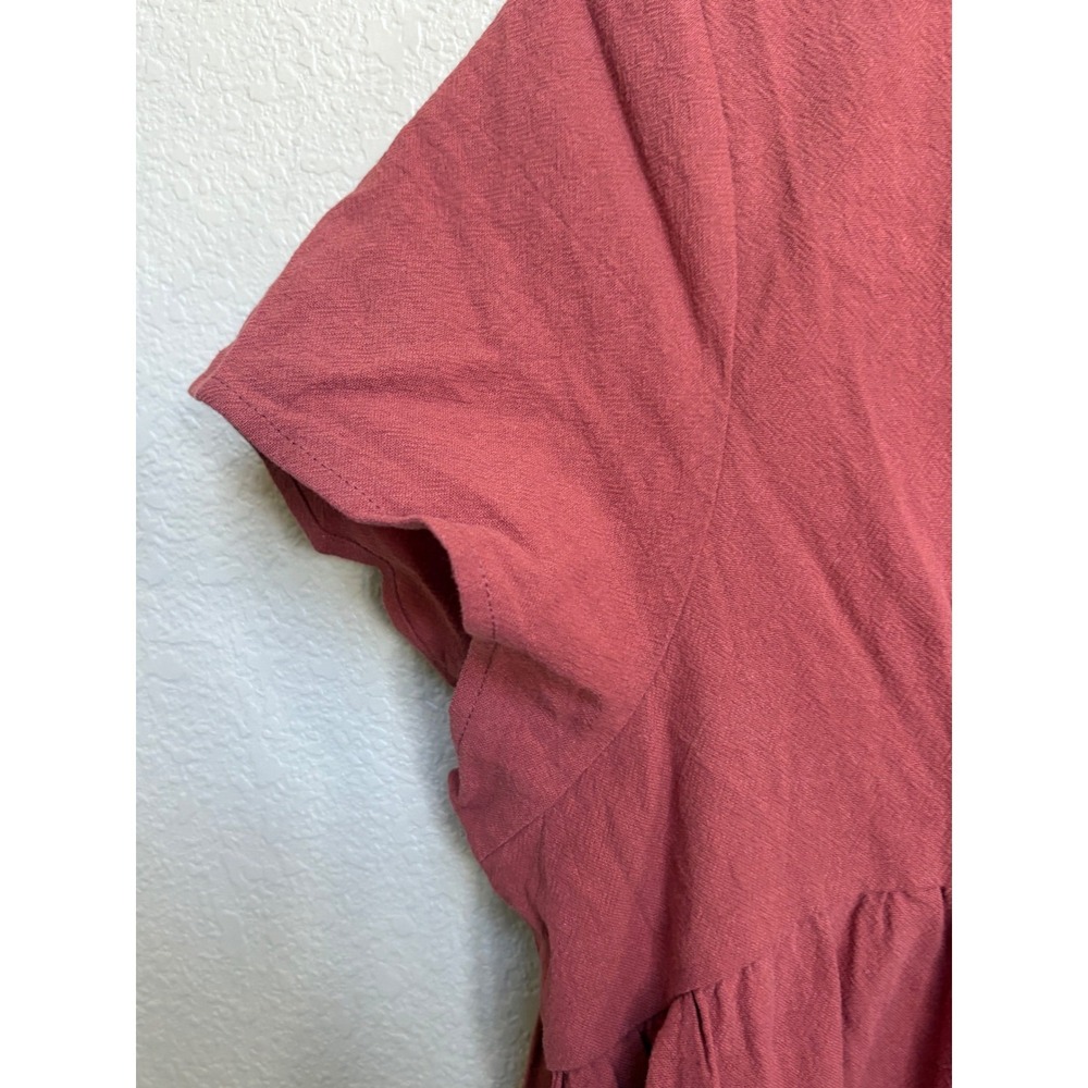 NWT Natural Life Button Front Midi Dress M Rose Pink Boho V-Neck Short Sleeve - Picture 6 of 9